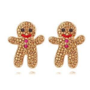 Gingerbread Christmas Crystal Earrings
